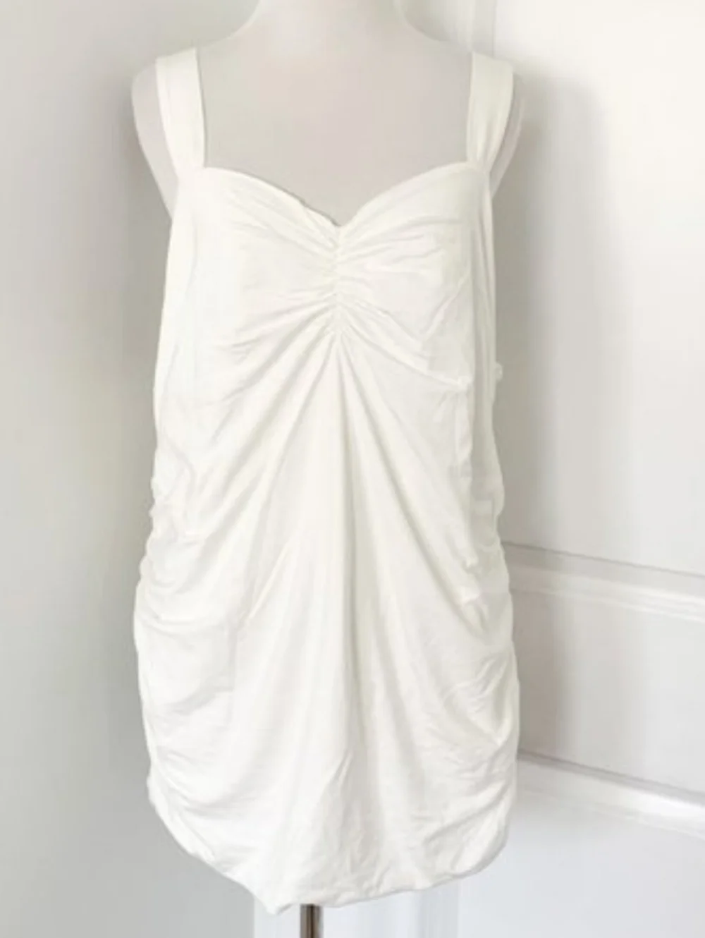 Anthropologie Maeve Sweetheart Ruched Tank White Cami Size 2X - Picture 3 of 4